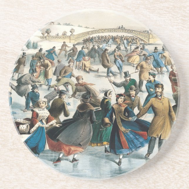 Victorian Christmas Central Park Currier & Ives Coaster (Front)