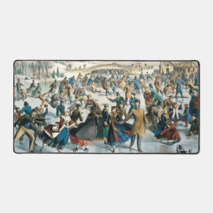 Victorian Christmas Central Park Currier & Ives Desk Mat