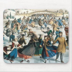 Victorian Christmas Central Park Currier & Ives Mouse Mat