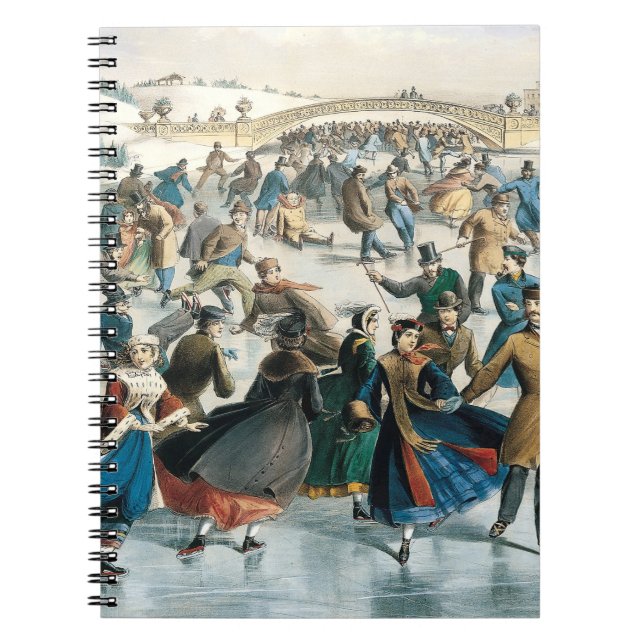 Victorian Christmas Central Park Currier & Ives Notebook (Front)