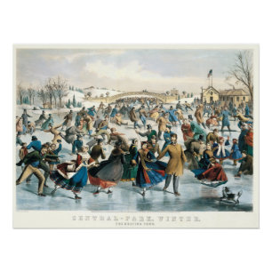 Victorian Christmas Central Park Currier & Ives Poster