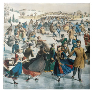 Victorian Christmas Central Park Currier & Ives Tile