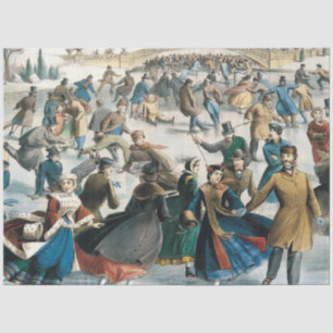 Victorian Christmas Central Park Currier & Ives Tissue Paper