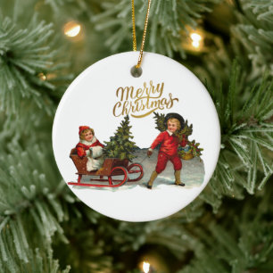 Victorian Christmas Ceramic Tree Decoration