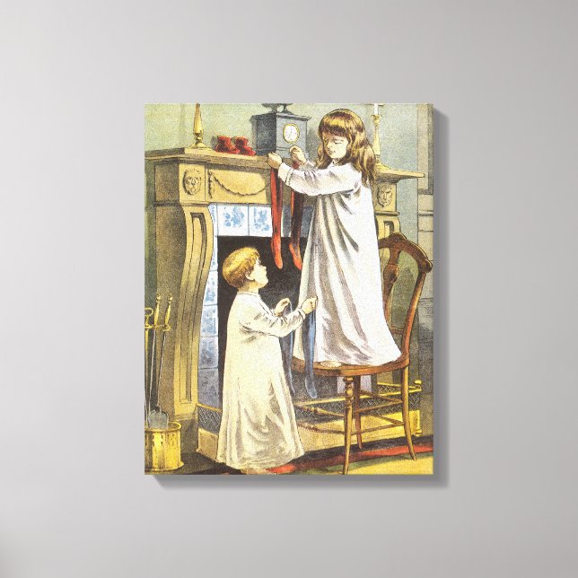 Victorian Christmas, Children Christmas Stockings Canvas Print (Front)