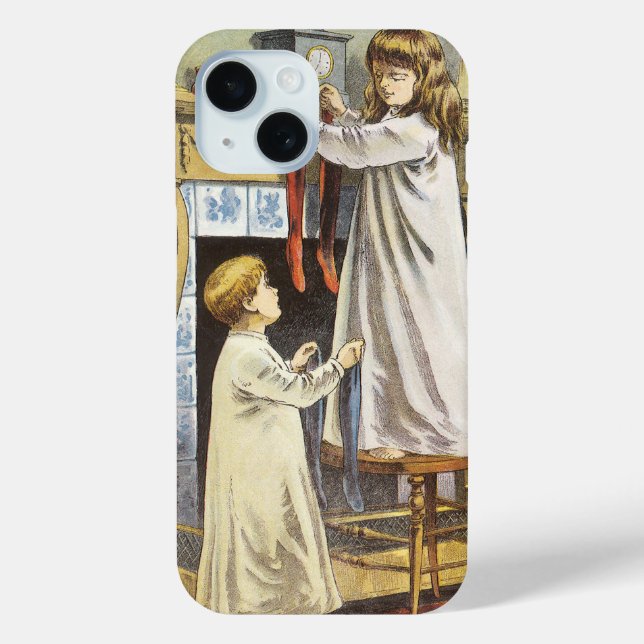 Victorian Christmas, Children Christmas Stockings Case-Mate iPhone Case (Back)