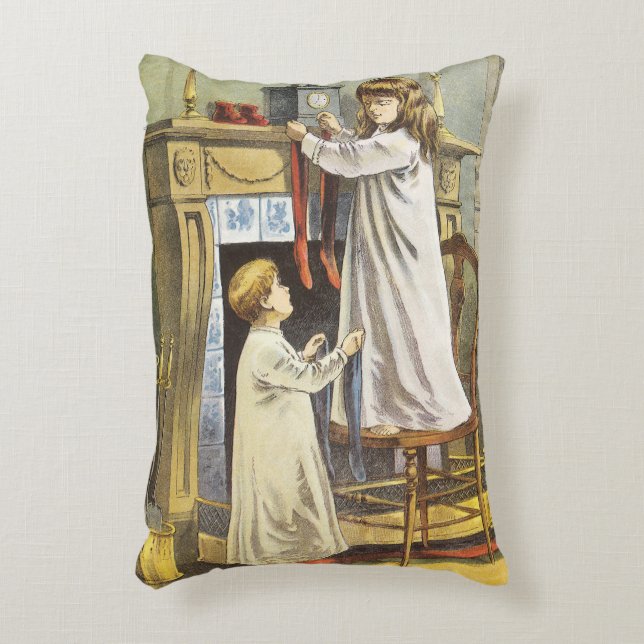 Victorian Christmas, Children Christmas Stockings Decorative Cushion (Front(Vertical))