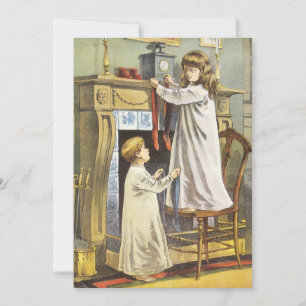 Victorian Christmas, Children Christmas Stockings Holiday Card