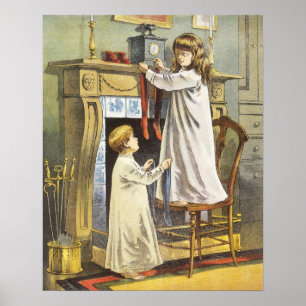 Victorian Christmas, Children Christmas Stockings Poster
