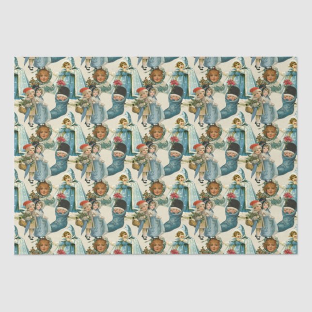 Victorian Christmas Children  Tissue Paper (Front)
