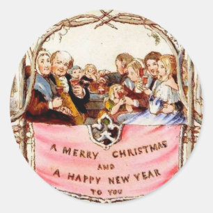 Victorian Christmas Classic Round Sticker