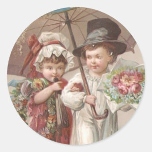 Victorian Christmas Classic Round Sticker