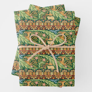 Victorian Christmas Deer and Rabbit - Walter Crane Wrapping Paper Sheet
