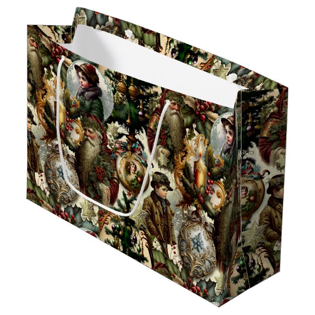 Victorian Christmas Elegance  Large Gift Bag (Front Angled)