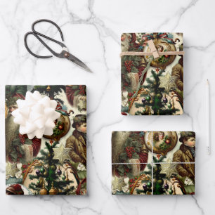Victorian Christmas Elegance Wrapping Paper Sheet