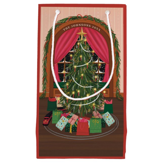 Victorian Christmas Eve Holiday Small Gift Bag (Front)