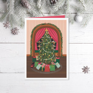 Victorian Christmas Eve Illustrated Holiday Card