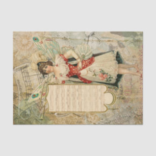 Victorian Christmas Fairy Announcing Music Tissue Paper