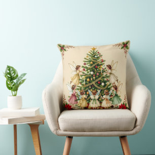 Victorian Christmas Fairy Gathering Cushion