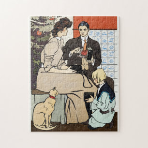 Victorian Christmas Family Antique Camera Art Jigsaw Puzzle