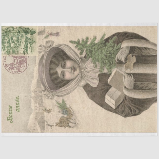 Victorian Christmas Furniture Decoupage Tissue Paper (Front)