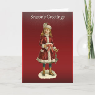 Victorian Christmas Girl Greetings Holiday Card