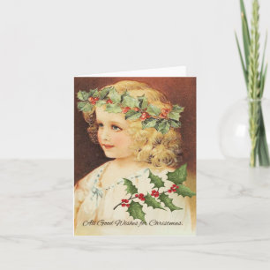 Victorian Christmas Girl Holiday Card