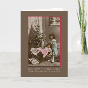 victorian christmas girls playing humourous holiday card