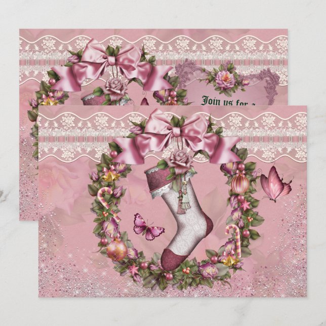 Victorian Christmas Holiday Party Invitation (Front/Back)