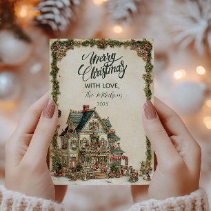 Victorian Christmas House Holiday Card
