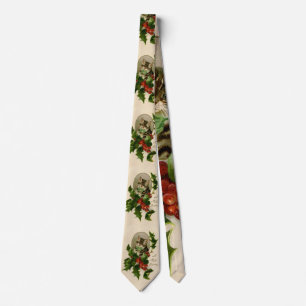 Victorian Christmas Kitten in Holly Antique Tabby Tie