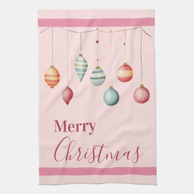 Victorian Christmas Ornaments Kitchen Towels (Vertical)