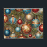Victorian Christmas Ornaments on Christmas Tree Holiday Postcard<br><div class="desc">Beautiful painted vintage ornaments hanging on Christmas tree</div>