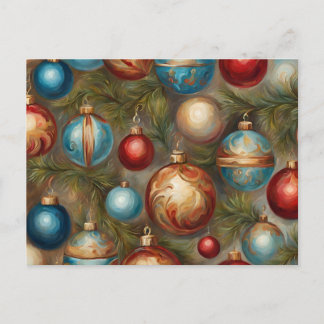 Victorian Christmas Ornaments on Christmas Tree Holiday Postcard