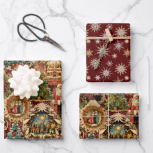 Victorian Christmas Paper Ornaments Collage