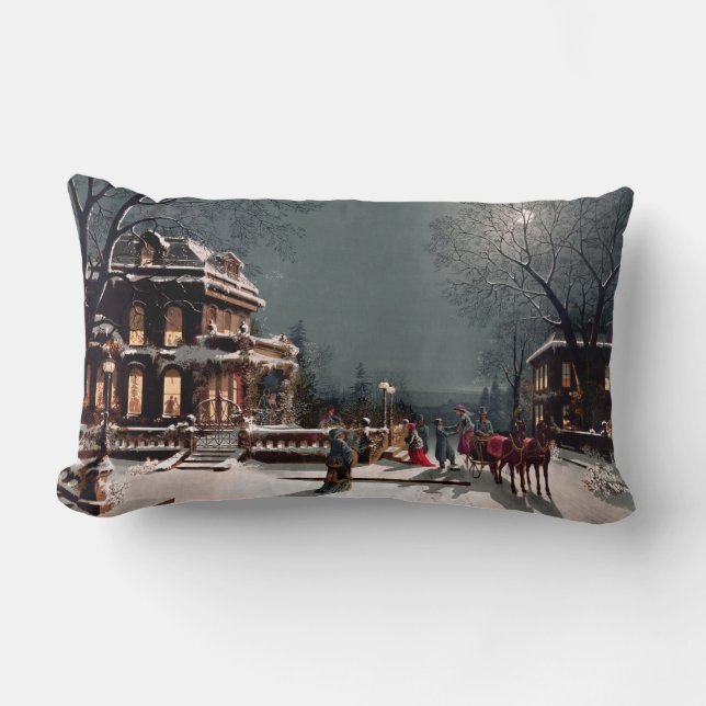 Victorian Christmas Party Lumbar Pillow (Front)