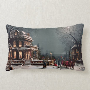 Victorian Christmas Party Lumbar Pillow