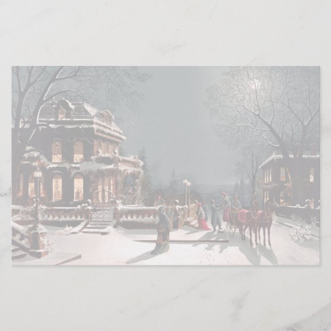 Victorian Christmas Party Stationery (Front)