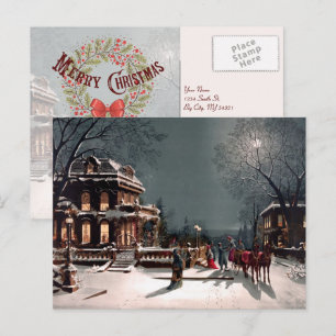 Victorian Christmas Party Vintage Postcard