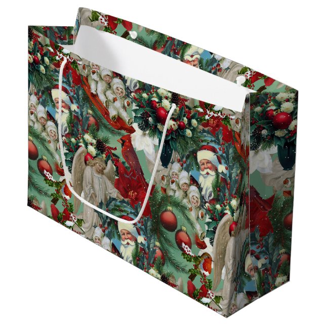 Victorian Christmas Portrait Large Gift Bag (Front Angled)