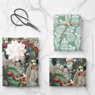 Victorian Christmas Portrait Wrapping Paper Sheet