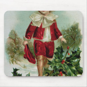 Victorian Christmas postcard depicting a boy Mouse Mat