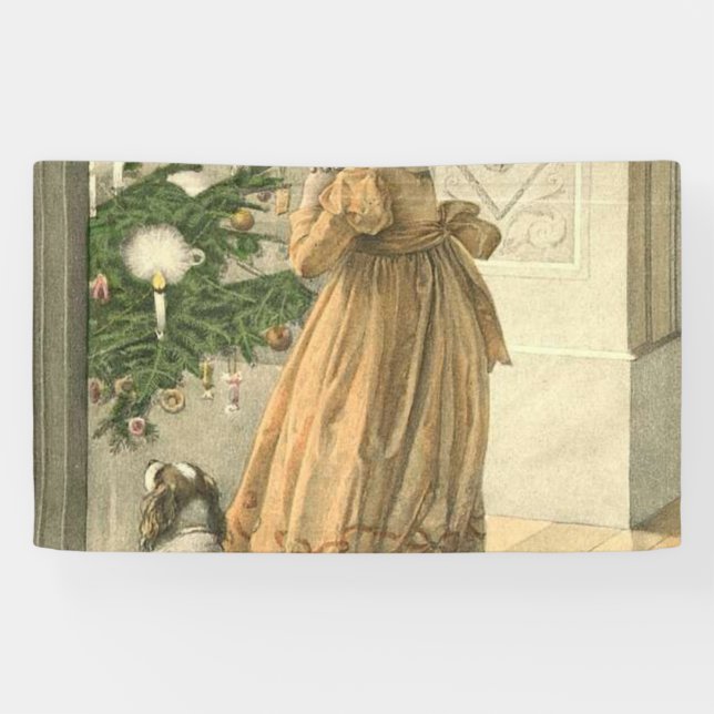 Victorian Christmas Retro Vintage Holiday Banner (Horizontal)