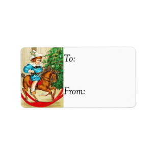 Victorian Christmas Rocking Horse Gift Tag
