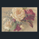Victorian Christmas Roses Wrapping Paper Sheet<br><div class="desc">Gorgeous and vintage style Christmas Victorian Roses.  Tasteful cream,  peach and red roses with Happy Christmastide on a serving tray.</div>