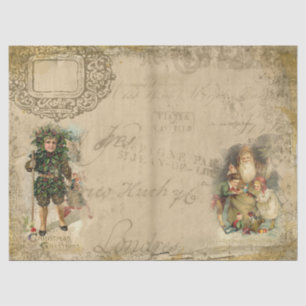 Victorian Christmas Santa and Children Tissue Paper