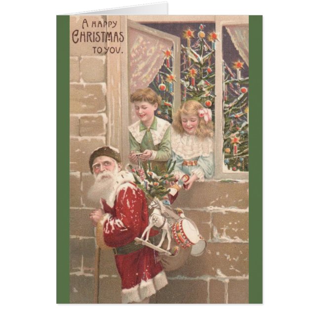 Victorian Christmas Santa Greeting Card (Front)