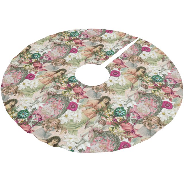 Victorian Christmas Sparkle Brushed Polyester Tree Skirt (Angled)