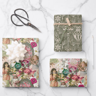 Victorian Christmas Sparkle Wrapping Paper Sheet