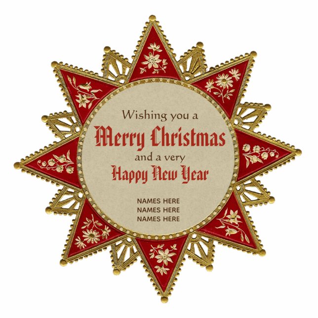 Victorian Christmas star decoration Gold red Photo Sculpture Decoration (Front)